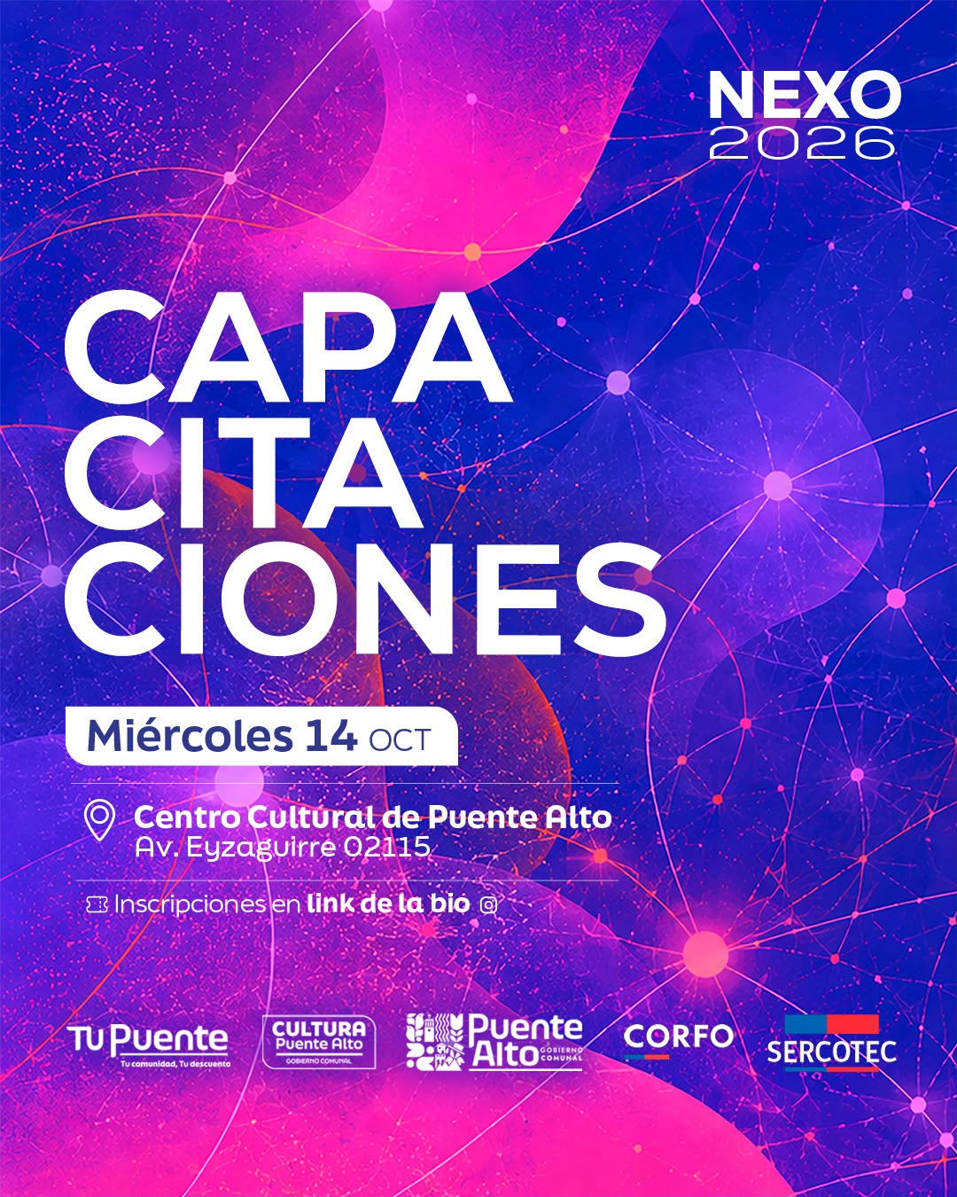 Afiche oficial de capacitaciones NEXO 2026